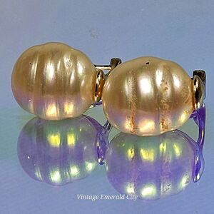Vtg Big Faux Pearl Clip On Stud Earrings Sterling Silver 925 Gilt Gold Tone Rare